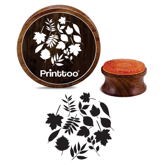 Printtoo Scrap-booking Round Leaf Pattern Wooden Rubber Stamps Craft Textile-4 Inch