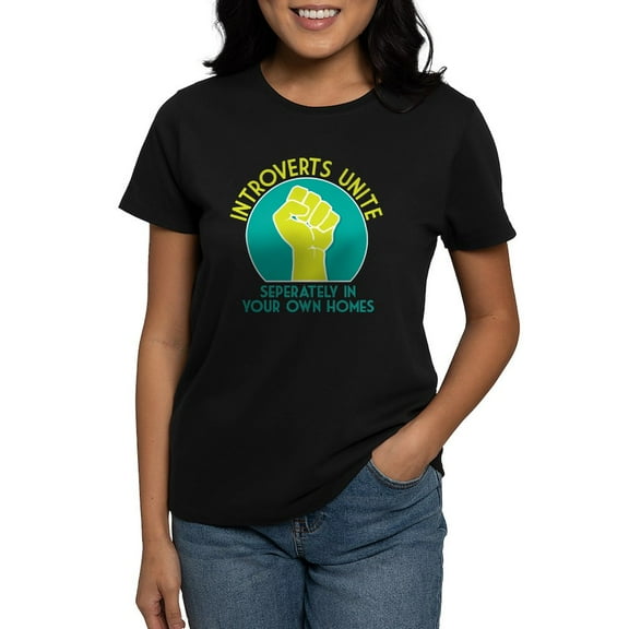 CafePress - Introverts Unite Women's Dark T Shirt - Women's Traditional Fit Dark T-Shirt