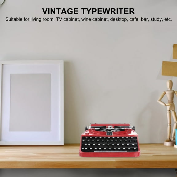 WRITWAA Vintage Manual Typewriter Red Resin Model Home Decor Photo Prop 1Pc