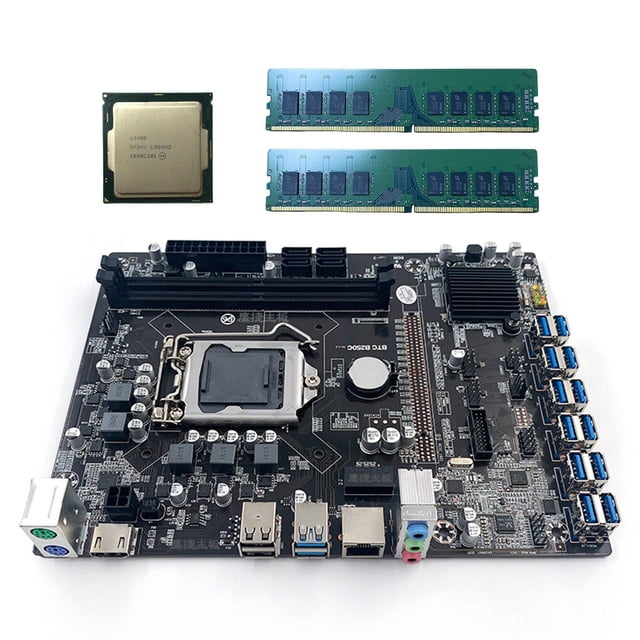 Inteprter Placa base de ordenador USB DDR4 2133/2400 MHz placa de minería 3 en 1 puerto de Audio compatible con placa de circuito accesorio de PC de Cables de computadora Tipo 4