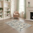 thumbnail image 2 of ODIKA 4'x6' Washable Area Rug Wave Interlocking Mosaic Beige Neutral Abstract Geometric Refined Structured for Home Office, Under Desk, Non-Slip Chair-Friendly, Flatwoven, 2 of 7