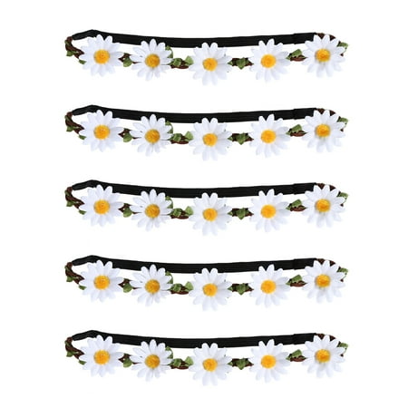 

5pcs Hawaiian Sunflower Hair Wreath Party Garland Wreaths Simulate Flower Hair Band Bohemia Style Headpiece Beach Theme Party Fa