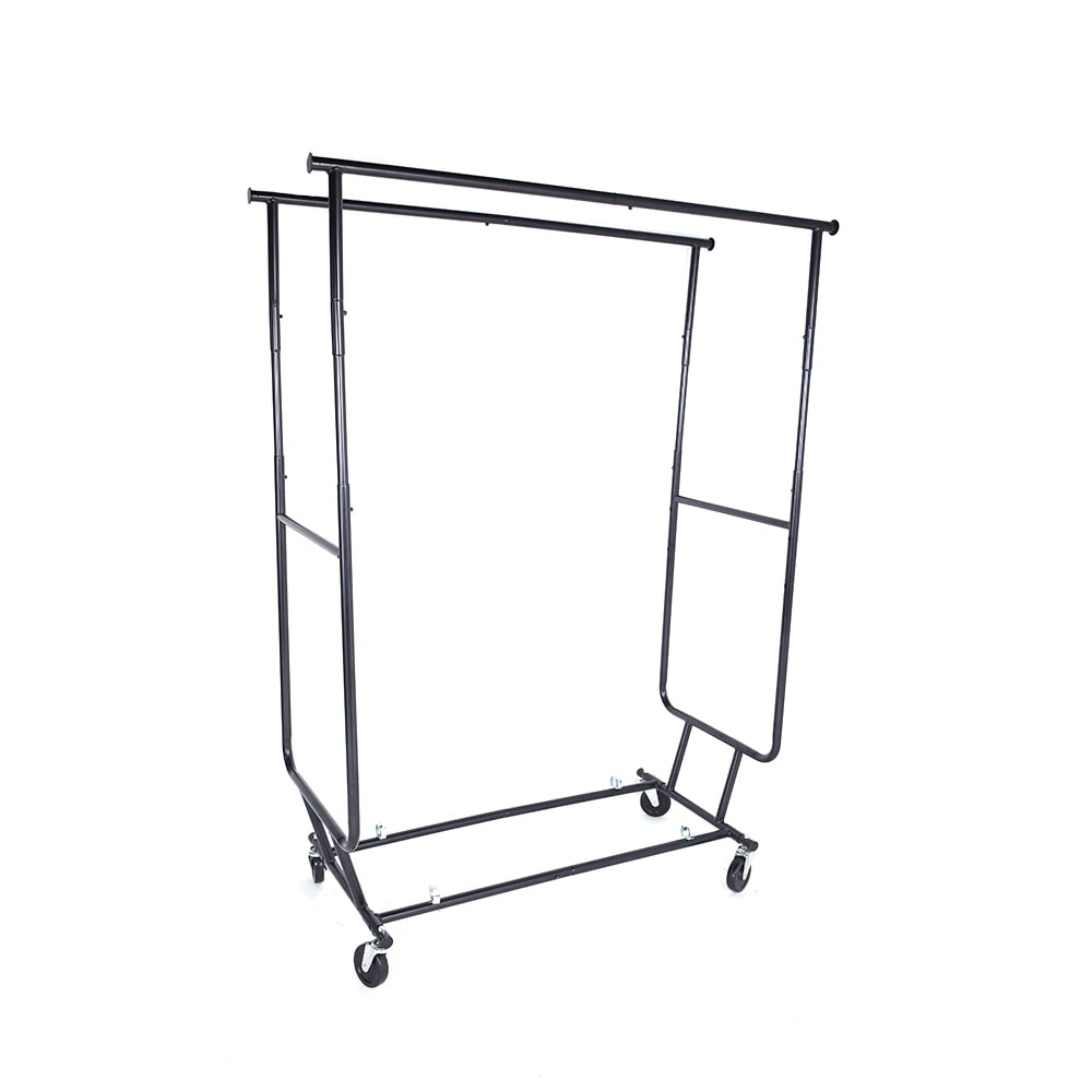 Kepooman Heavy Duty Steel Double-bar Garment Rack, Hanger Black and Chrome Plated, Black Kepooman Heavy Duty Steel Double-bar Garment Rack, Hanger Black and Chrome Plated, Black
