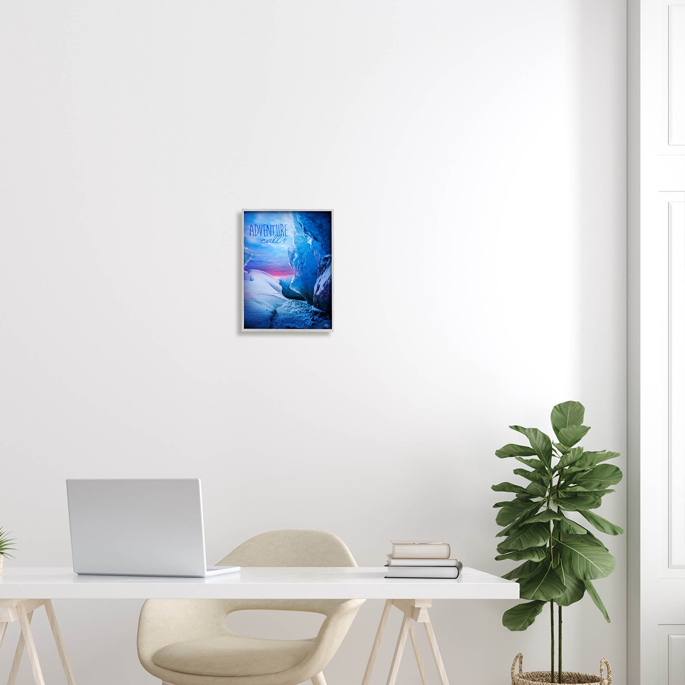 Stupell Industries Adventure Calls Snowy Glacier Graphic Art Gray Framed Art Print Wall Art, Design by K. Kaufman