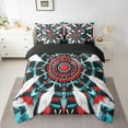 thumbnail image 2 of Manfei Boys Girls Bohemian Aztec Feather 7pcs Bedding Comforter Set,Exotic Style Queen Bedding Sets Super Cozy,Black Red Teal White Queen Sheet Sets,Microfiber Bedroom Decor,Reversible, 2 of 8