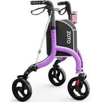 ZOTO Foldable 3 Wheel Walker for Seniors, Lightweight Rollator with Adjustable Height, Cup and Cane Holder,VRW310-PU