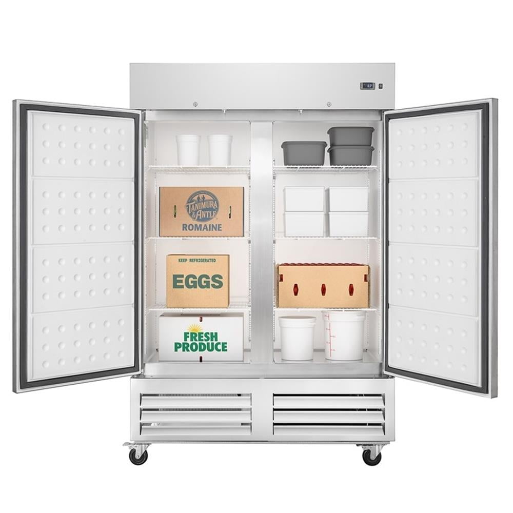 Pemberly Row 54" Commercial Two-Door Convertible Reach in Refrigerator in Silver