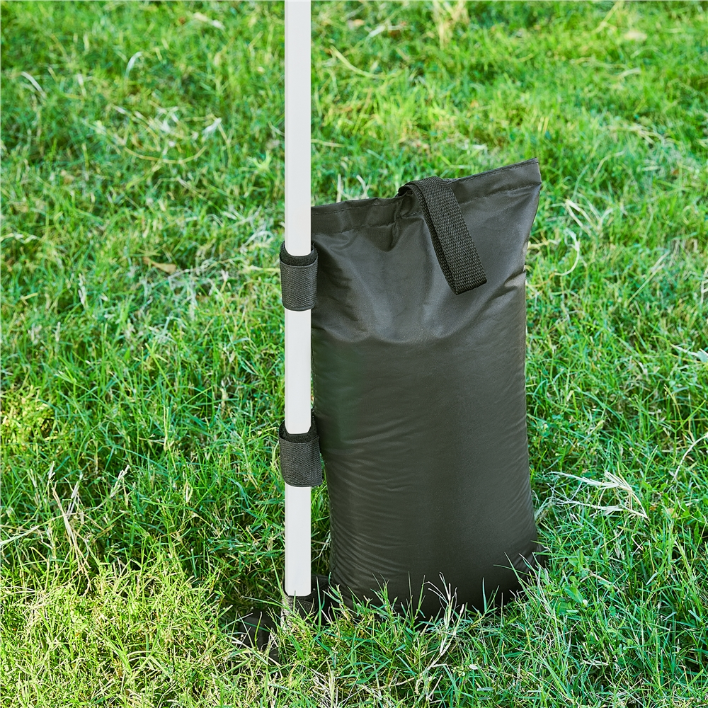 Alden Design 13 ft Pop-Up Adjustable Canopy W/ Overhang Rolling Storage Bag for Outdoor, Light Gray/White