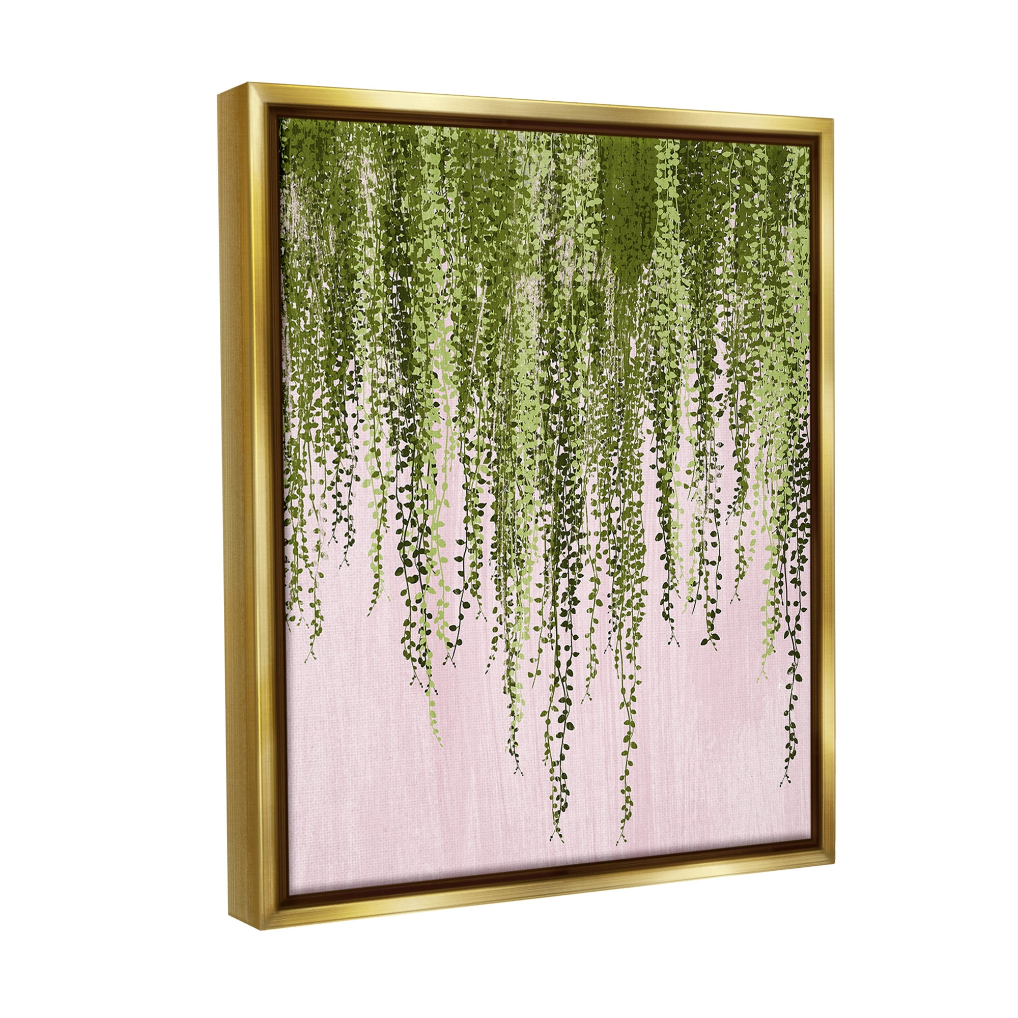 Stupell Industries Willow Leaves on Pink Botanical & Floral Painting Gold Floater Framed Canvas Art Print Wall Art, 25 x 31