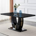 thumbnail image 4 of 63" Faux Marble Dining Table for 6 ,Sudica Faux Marble Dining Room MDF Table with U-Shaped Bracket Support, Black, 4 of 9