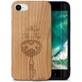 thumbnail image 1 of Case Yard Wooden Case Outside Soft TPU Silicone, Slim Fit Shockproof Wood Protective Phone Cover for Girls Boys Men and Women, Supports Wireless Charging Hold The Key Design case for iPhone-SE, 1 of 7