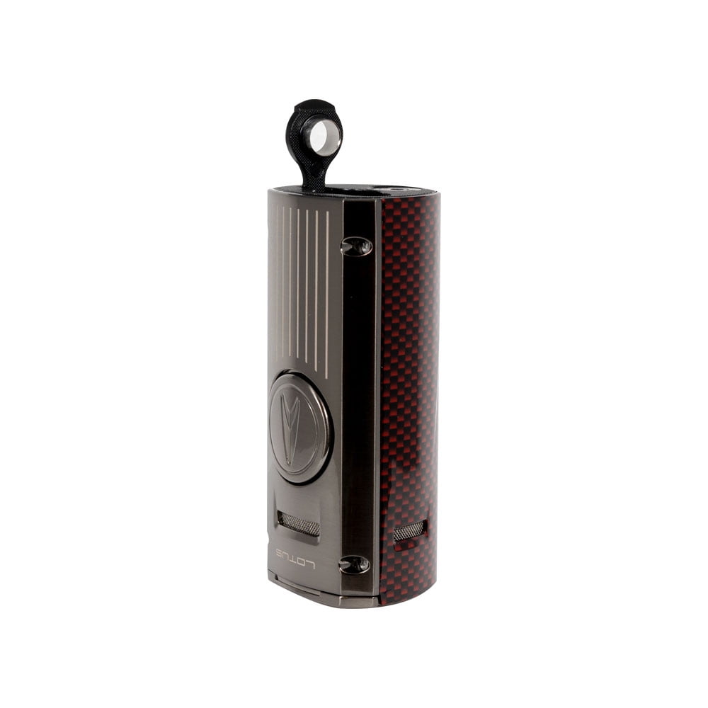 Lotus Minister Quad Torch Table Lighter- Gunmetal and Red
