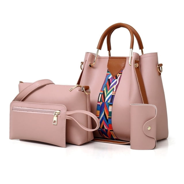 Set 4 Bolsos Modernos Mujer Dama Hombro ROSA Bolsos bolsos, dama, casual