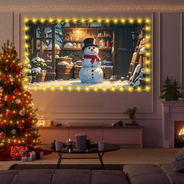 Christmas Garage Door Decorative Cover Winter Snowman Garage Door Cover Christmas Garage Door Background Decorative For Holiday Party Background Supply