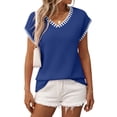 thumbnail image 1 of Suéter Sin Mangas para Mujer, Informal, con Cuello en V y Mangas , de Punto, Color Azul , Talla L, 1 of 9