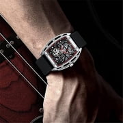 GUANQIN Men Japan Automatic Mechanical Luminous Tonneau Design Stainless Steel/Leather/Rubber Wrist Watch Skeleton Tourbillon Sapphire Crystal Waterproof Self-Winding Clock
