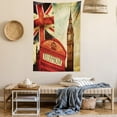 thumbnail image 2 of London Decor Wall Hanging Tapestry, Famous Telephone Booth and the Big Ben in England Street View Symbols of Town Retro Print, Bedroom Living Room Dorm Accessories, 40 X 60 Inches, by Ambesonne, 2 of 5