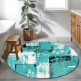 thumbnail image 4 of Rectangle Rug 4ft Area Rug, Boho Abstract Geometric Texture Area Rugs for Living Room Bedroom, Summer Leaves Turquoise Floor Mat Non-Slip Non-Shedding Carpet Indoor Accent Rugs, 4 of 9