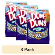 (3 pack) Dum Dums Super Treats Flavor Mix Lollipops & Suckers, Party Candy Hard Candy, 300 count 51 oz Bag
