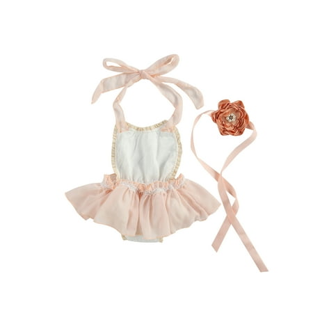 

Newborn Baby Girl Princess Lace Romper Ruffle Sleeveless Bodysuit One Piece Playsuit Backless Bow Jumpsuit