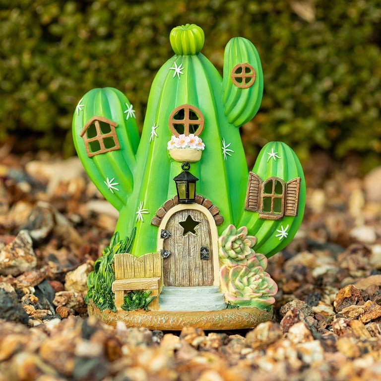 VP Home Enchanted Cactus Cottage, Solar Powered LED Outdoor Garden Decor,  Polyresin, 7.5x10x5 Inches - Walmart.com