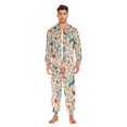 thumbnail image 3 of FORMRS Onesies Pajama for Adults Unisex Hoodie Winter Jumpsuit One Piece Sleepwear, Sizes S-2XL, Watercolor Leaves, 3 of 7