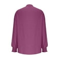 thumbnail image 5 of BiZtdJrK Womens V Neck T Shirts Pleated Front Cuff Long Sleeve Tunic Tops Lightweight Loose Solid Casual Fall Tee Shirt Purple L, 5 of 7