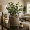 thumbnail image 3 of Decorative Terracotta Vase with Handles for Living Room Decor - Home Decor Accents for Bedroom, Entryway Table, and Office - Casual Flower Vase for Shelf or House Display - 10", Brown, 3 of 13