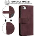 thumbnail image 6 of Wallet Case for iPhone SE(5G) 2022 iPhone 7 iPhone 8 iPhone SE 2020, Retro Matte 9 Card Holder Slots Zipper Pocket PU Leather Magnetic Closure Kickstand with Wrist Strap Flip Case-Wine Red, 6 of 15