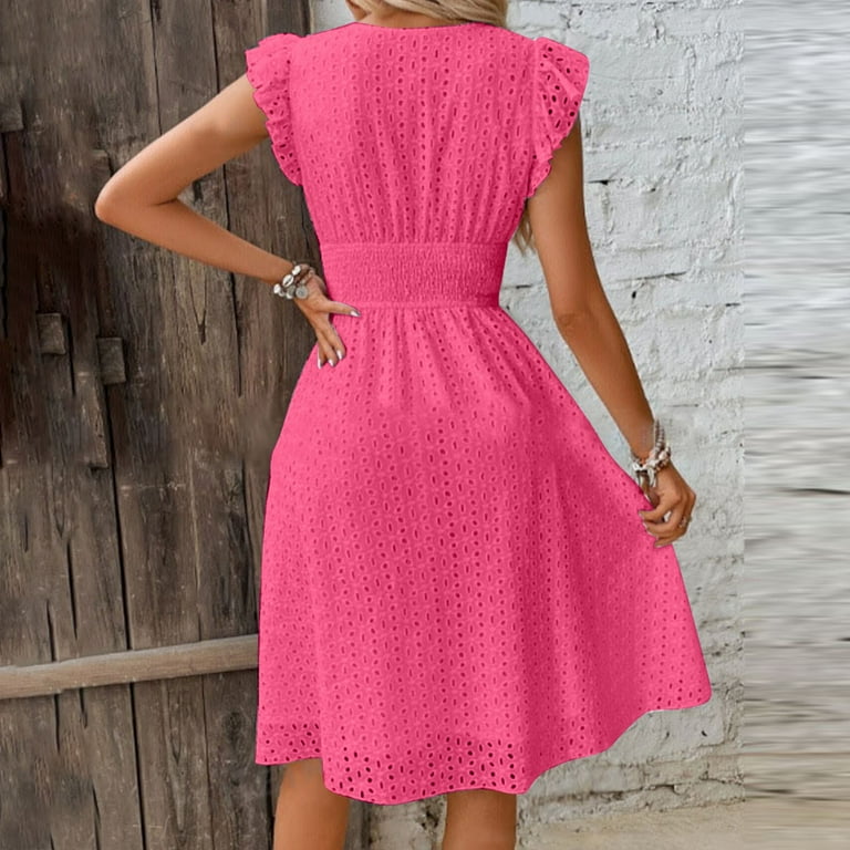 Midi pink linen summer dress women 5734 Midi pink linen summer dress women 5734