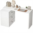thumbnail image 1 of HOMCOM L Shaped Computer Desk with 3 Drawers White Wood Grain, 1 of 10