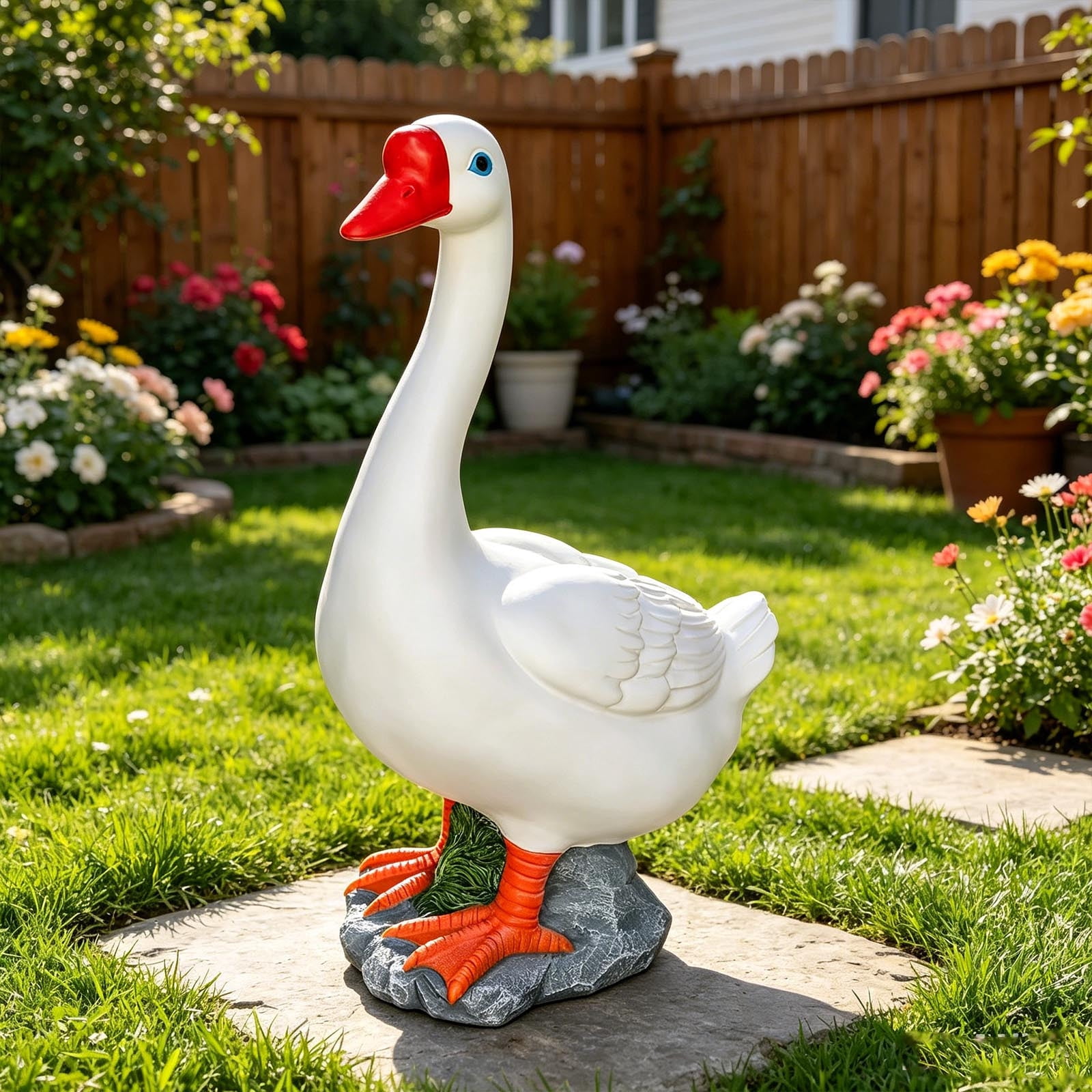 Porch Goose Statue, Giddy The Porch Goose White Figurine, 30cm Indoor Outdoor Decorative Goose for Garden Patio, Fits Standard Size Porch Goose Outfits