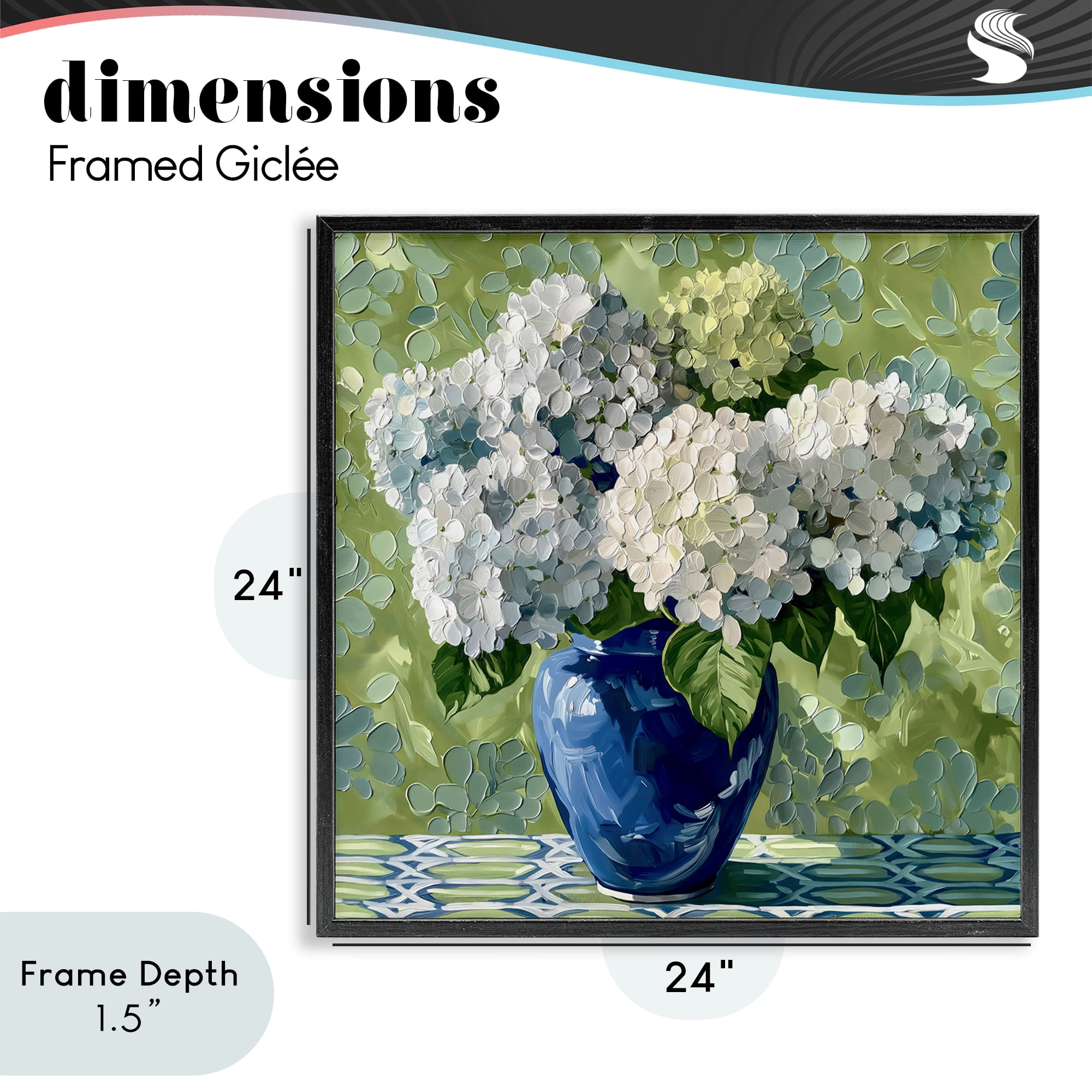 Stupell Industries White Hydrangeas in Blue Vase Black Framed Giclee Art, design by Gina Kelly