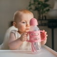 thumbnail image 5 of Dr. Brown's Milestones Narrow Sippy Straw Bottle, 100% Silicone Handles, 8oz, Pink/Gray, 2 Pack, 5 of 8