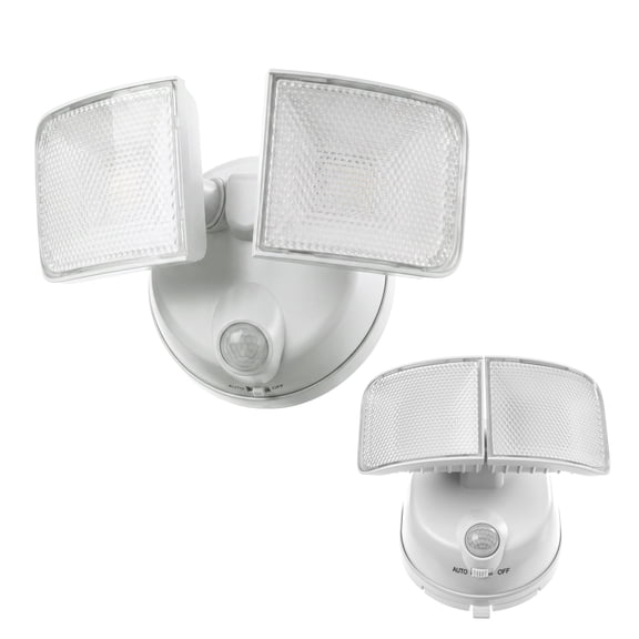 Home Zone Security Motion Sensor Twin Head Flood Light - 5000K LE, White, 2-Pack