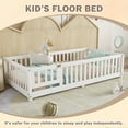 thumbnail image 4 of Bellemave Twin Size Floor Bed with Door and Fence Floor Bed with Bed Slats Sturdy Wood Floor Bed Montessori Bed Frame (Twin, White), 4 of 11