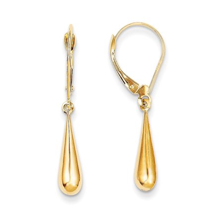 - 14k Yellow Gold Teardrop Drop Dangle Chandelier Leverback Earrings Lever Back