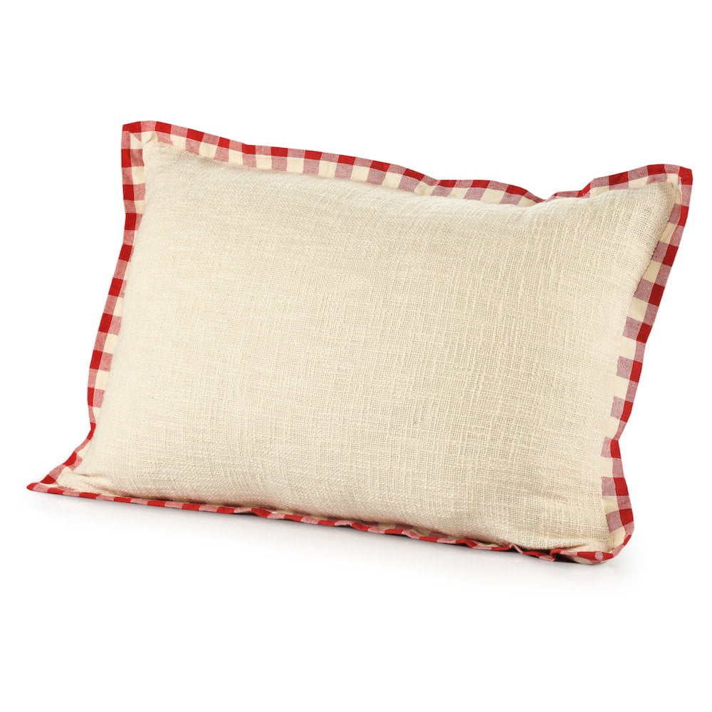 LR Home Merry Cotton Poly Filled Pillow in White/Red, 16" x 24"