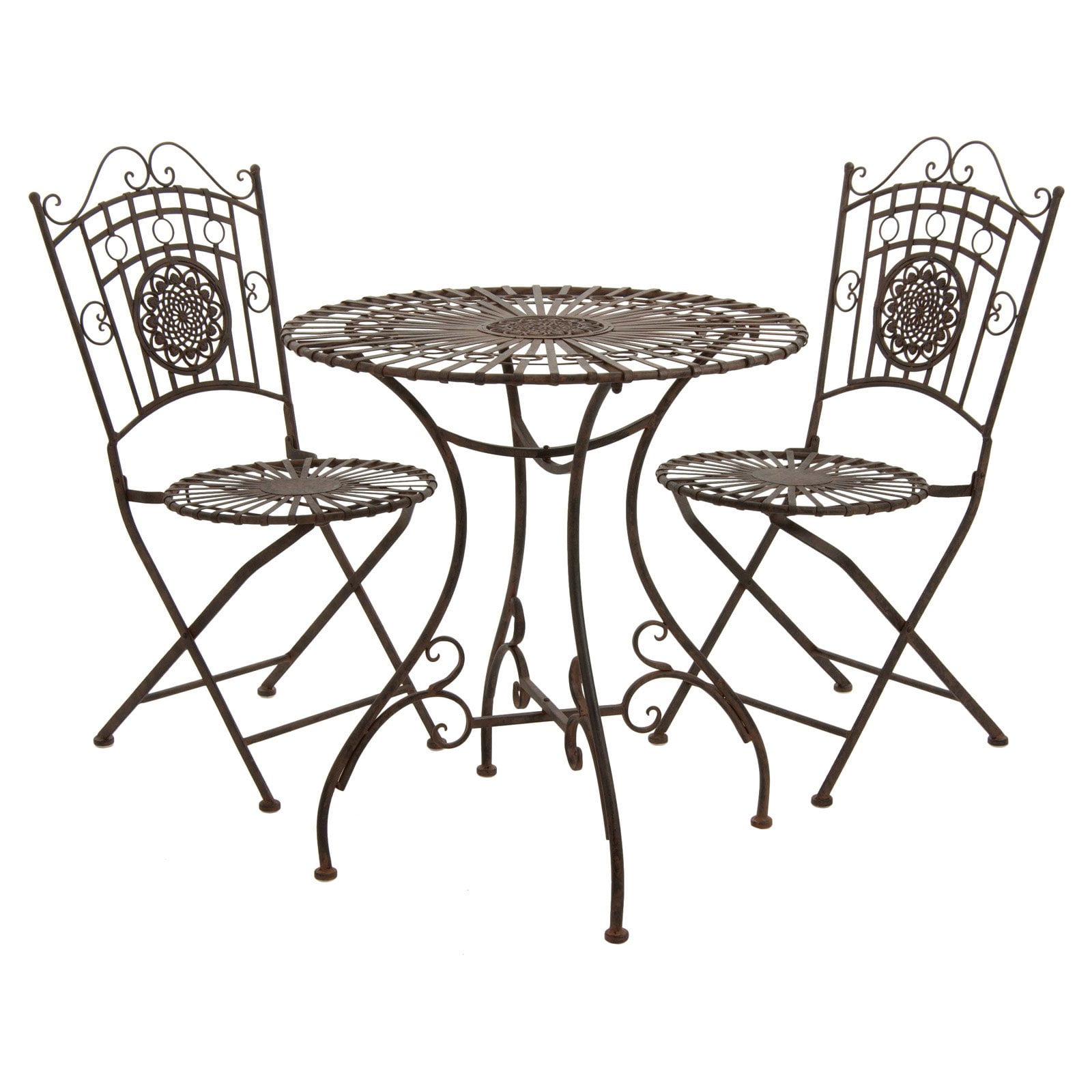Oriental Furniture Rustic Wrought Iron Patio Bistro Set