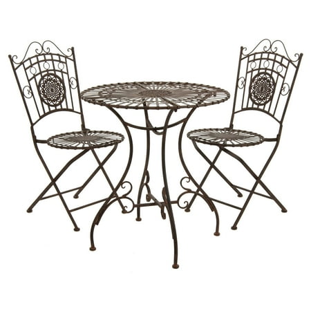 Oriental Furniture Rustic Wrought Iron Patio Bistro Set