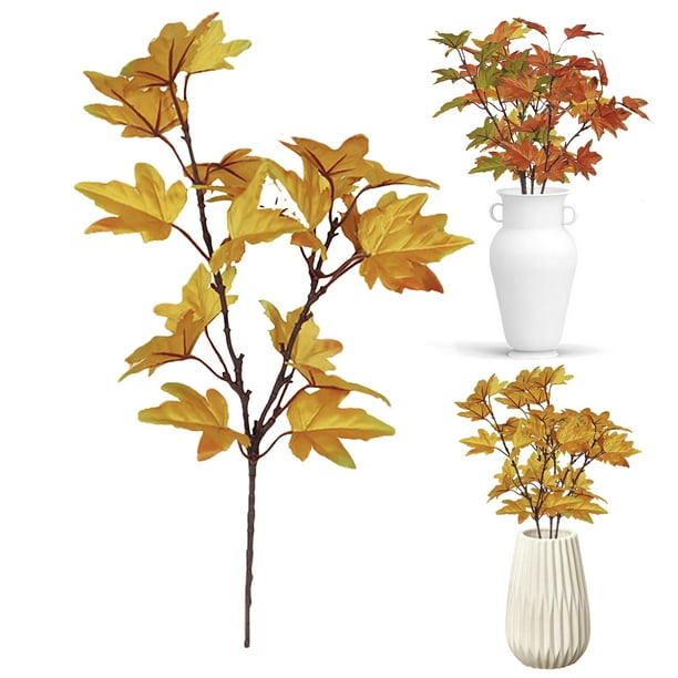 Artificial Maple Leaves Branch Fake Fall Leaves Stems Plants Outdoor