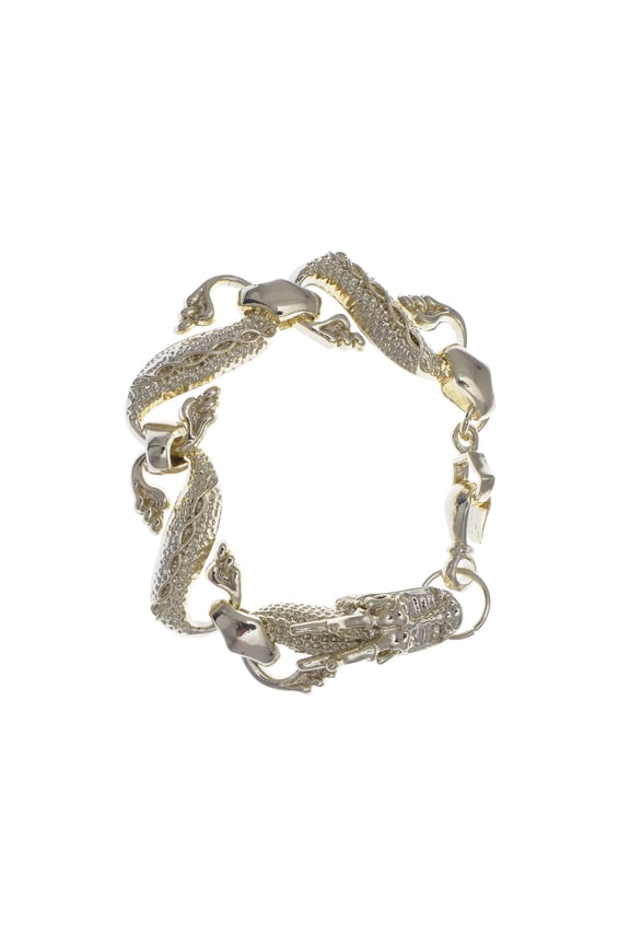 Golden Tone Chinese Linked Dragon Adjustable Fashion Bracelet