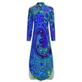 thumbnail image 6 of 2024 Retro Liquid Casual Dress Blue Abstract Print Street Fashion Dresses Long Sleeve Vintage Ladies V Neck Oversized Chiffon Dress, 6 of 7