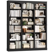 Homfa 18-Cube Bookcase and Bookshelves, 71.2 Triple Width 6 Tier Freestanding Arch Library Cabinet for Home Office Living Room, Black Bark Texture