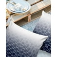 thumbnail image 2 of Pack of 2 Outdoor Pillow Covers, Navy Blue White Ombre Geometric Trellis Morrocan Waterproof Square Throw Pillowcase Cushion Decorative Pillow Covers for Couch Patio Tent, 16x16 in, 2 of 6