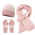 thumbnail image 3 of ZHOGXU Winter Beanie Hat Scarf Gloves Set For Women Thick Caps Long Scarf Touchscreen Gloves Color Block Knitted Warm Comfortable Outfits 3 Pack For Daily Wear Pink One Size, 3 of 3