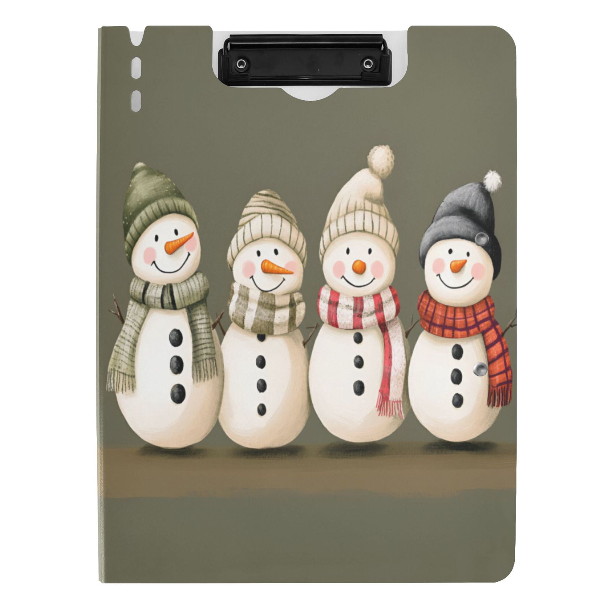 FORMRS A4 Clipboard Folder with Pen Holder Horizontal Foldable School Office Binder, Cute Snowmen