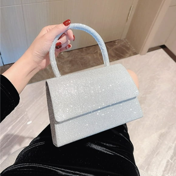Silver Bright Silk Evening Bag Women Elegant Fashion Banquet Clutch Chain Shoulder Bags Luxury Female Handbag For Party silver