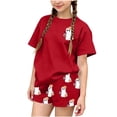 thumbnail image 2 of Kids Girls Halloween Outfits Tween Size 9-10 2 Piece Lounge Set Short Sleeve Cute Ghost Graphic T-Shirt and Sleep Shorts Fall Holiday Sleepwear Casual Pajamas Nightwear, 2 of 9