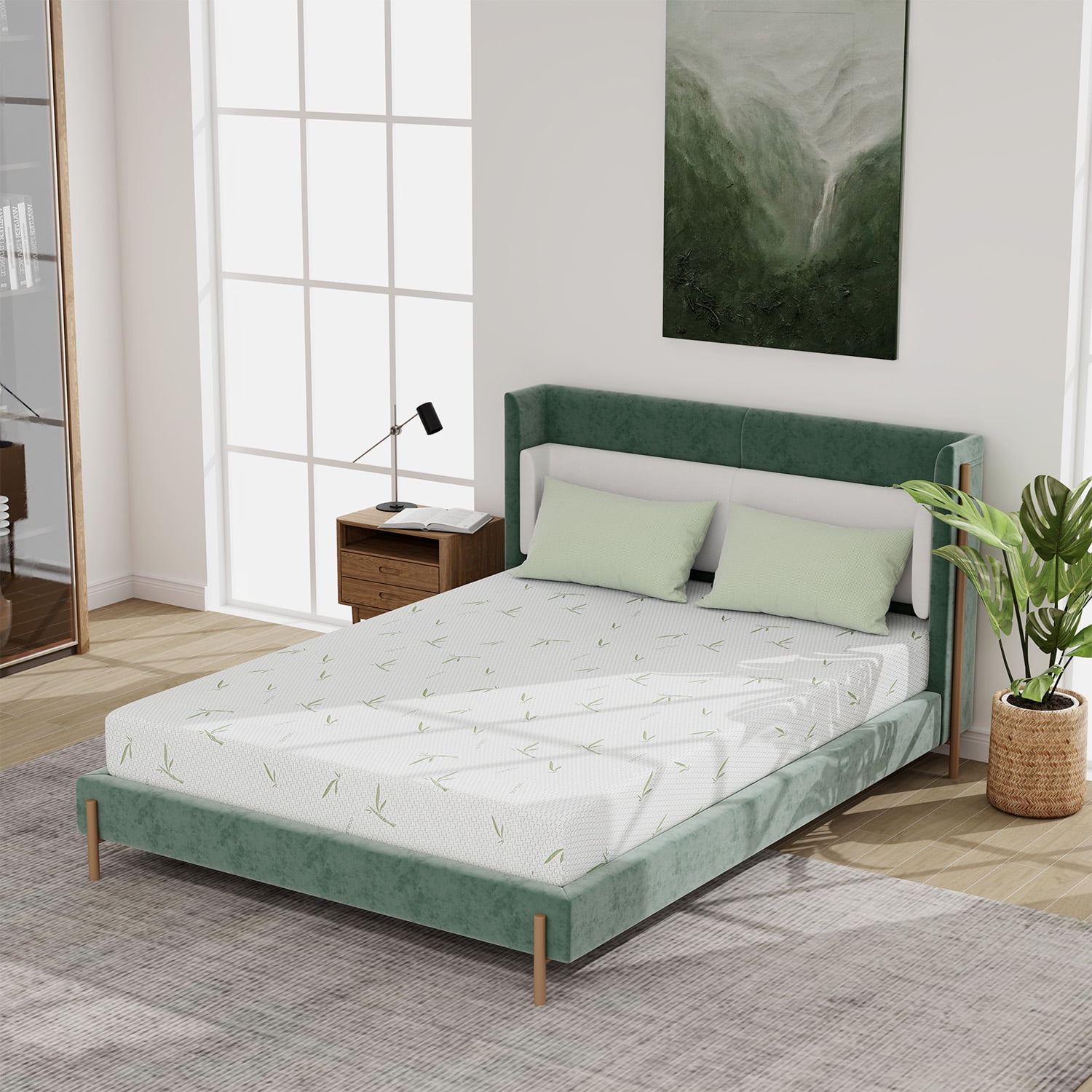8'' Memory Foam Mattress Green Tea Mattress Medium Firm,Twin
